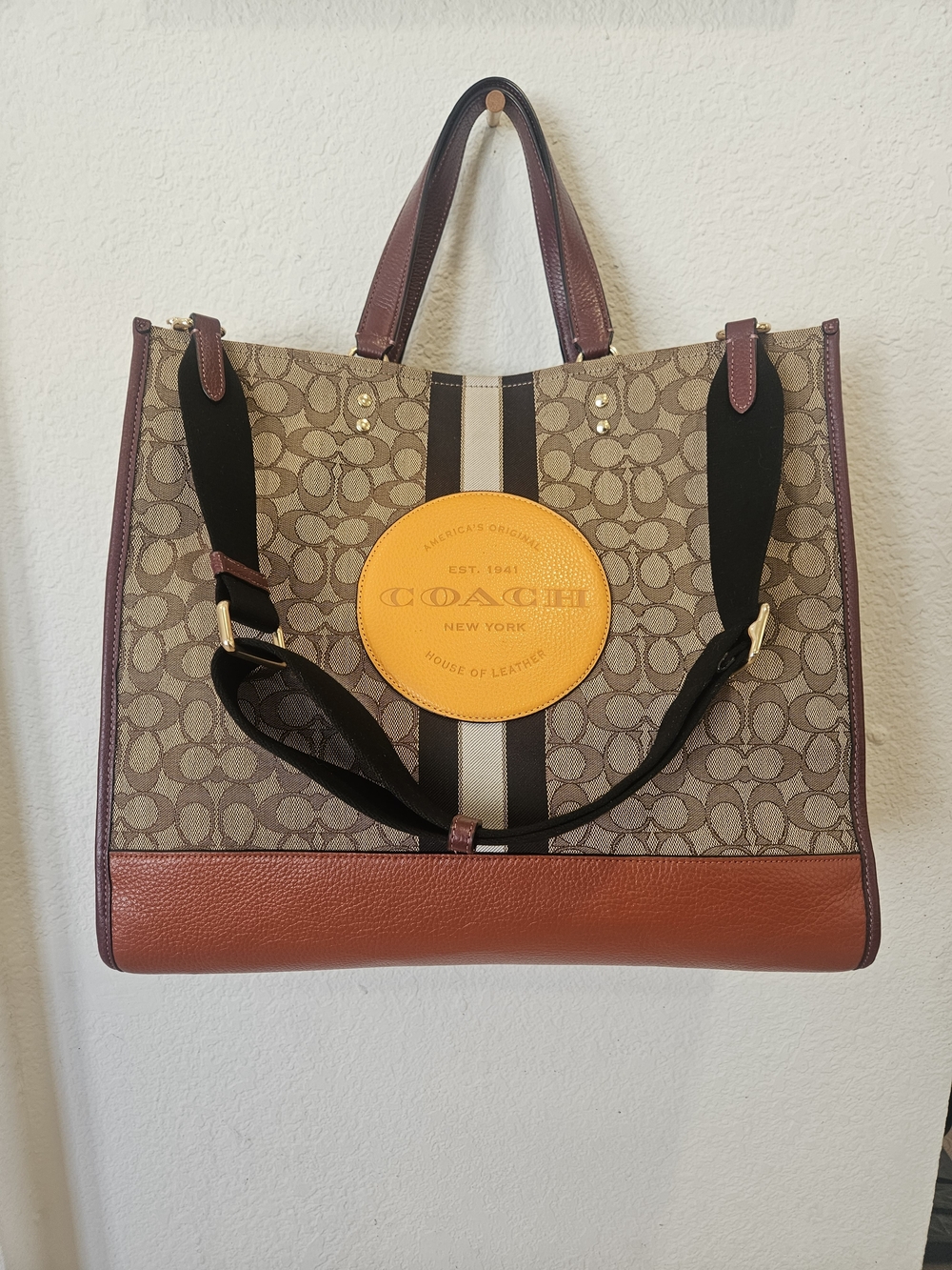 Coach Dempsey Tote 40 in Signature Jacquard with Stripe and Coach Patch